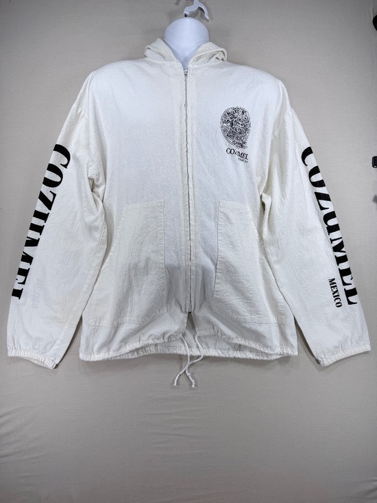 Chac Mool Other - Chac Mool Vintage 90s Cozumel Mexico Graphic Zip Up Hoodie White XL EUC